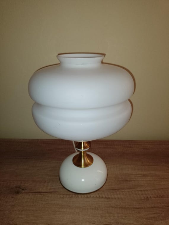 Mid-Century milk glass and table lamp from Napako Czechoslovakia 1960s