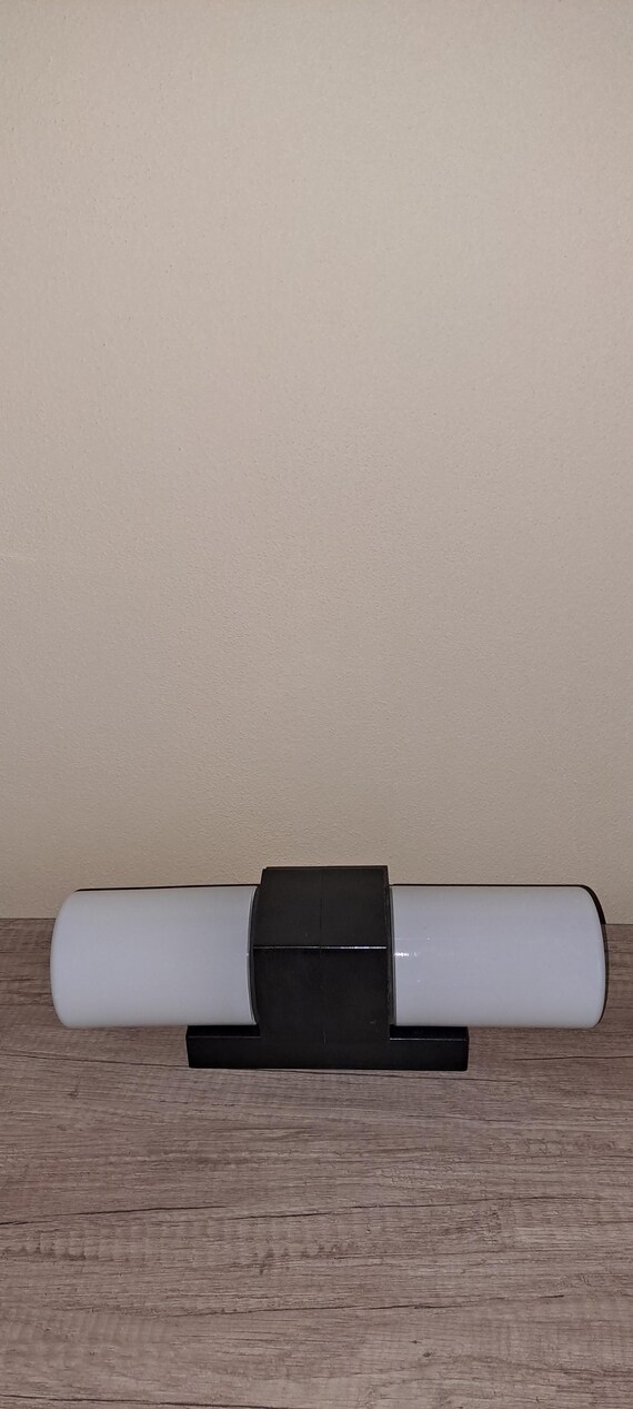 Mid Century Bakelite and Opaline Glass Wall Lamp