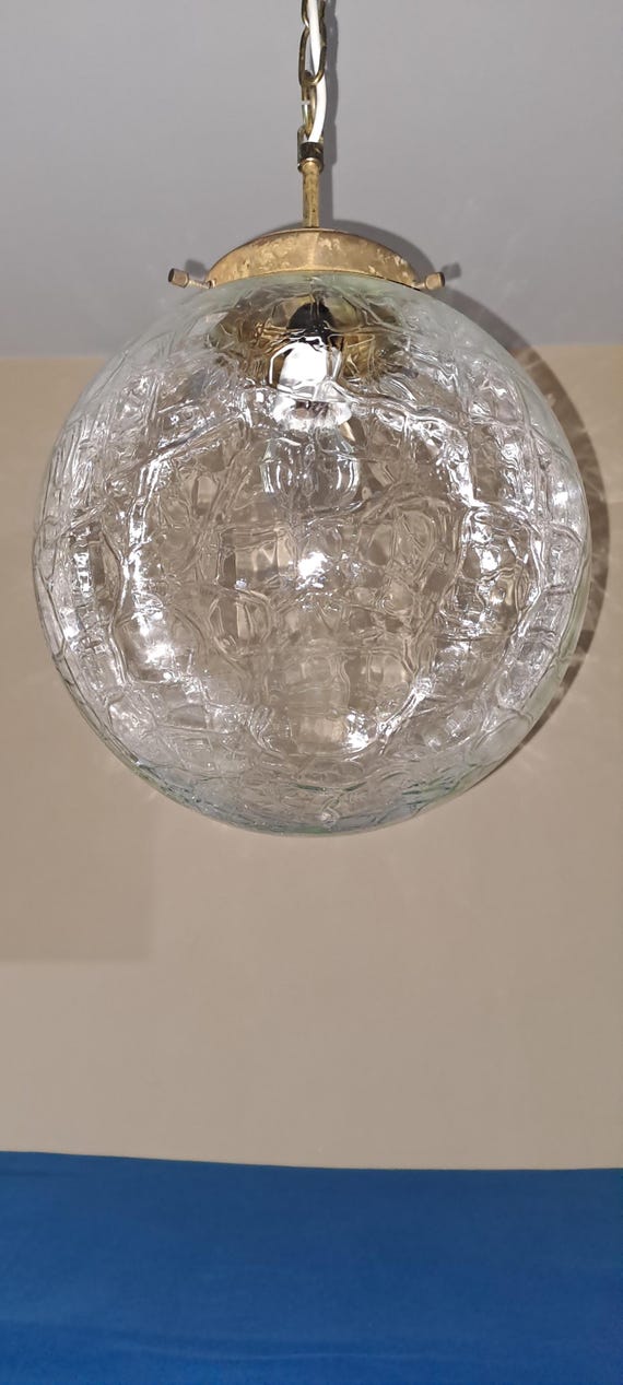 Mid Century big glass pendant lamp from Czechoslovakia 1960s