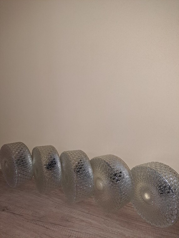 Vintage glass wall lamp Czechoslovakia 1970s  Set of 5
