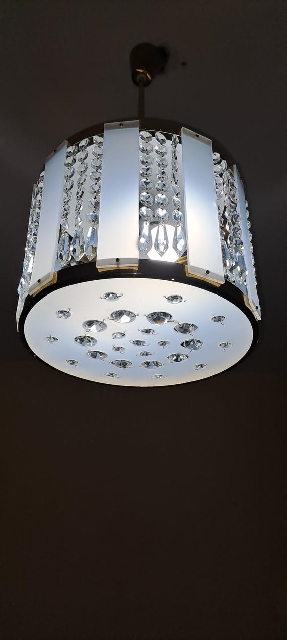 Mid Century pendant lamp from Jablonec glassworks Novy Bydzov 1970s