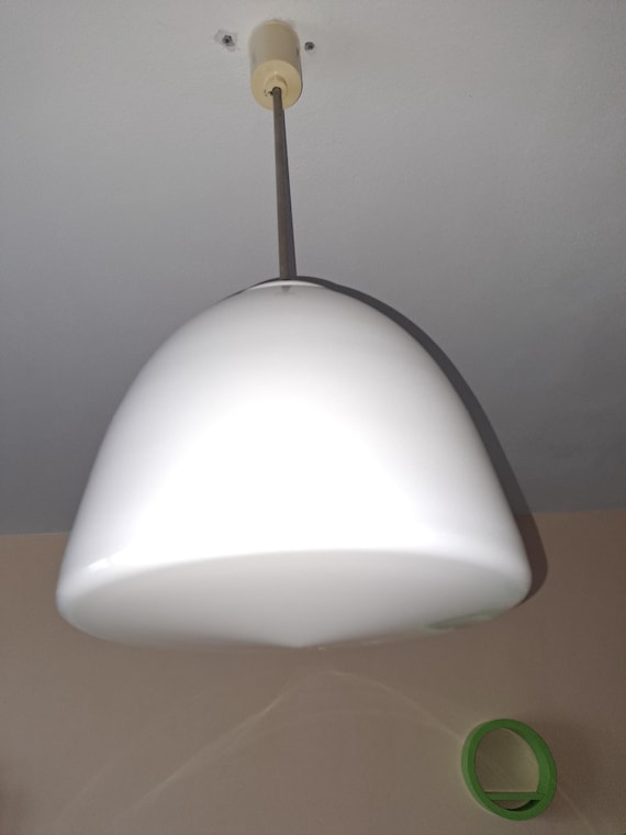 Large ceiling light Elektroinstala Nove Zamky  from Czechoslovakia white opaline glass