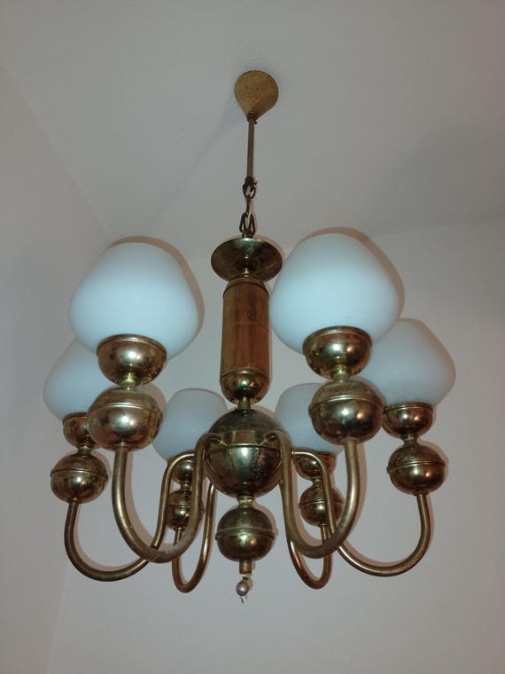 Vintage glass pendant lamp Czechoslovakia