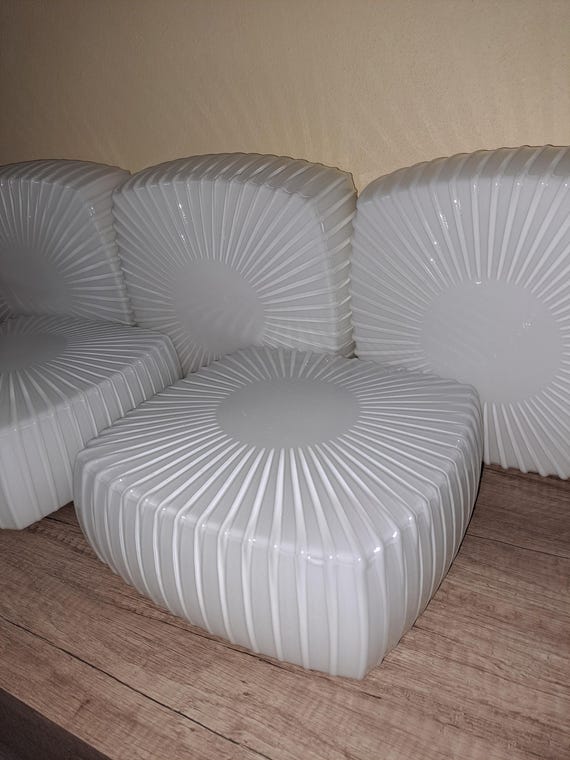 Vintage glass wall lamp Czechoslovakia 1970s  Set of 5