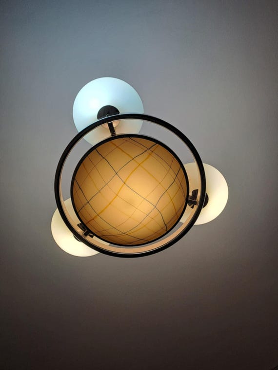 Vintage glass ceiling from Lidokov Sandrik Czechoslovakia