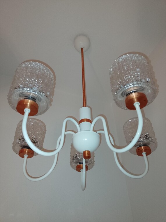 Vintage glass pendant lamp Czechoslovakia