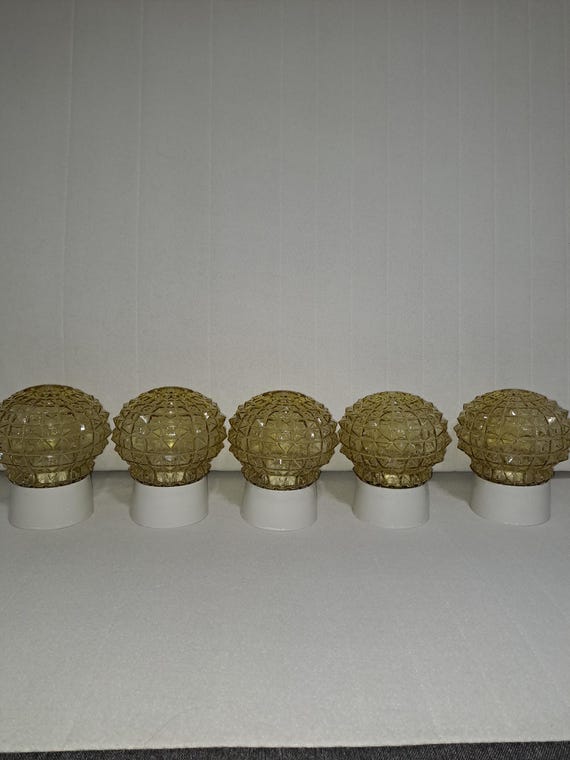 Vintage glass and ceramic wall lamp Czechoslovakia 1970s  Set of 5