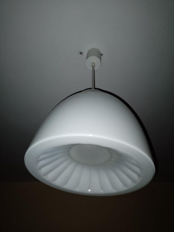 Vintage pendant light from Czechoslovakia by Napako white opaline glass 1950s