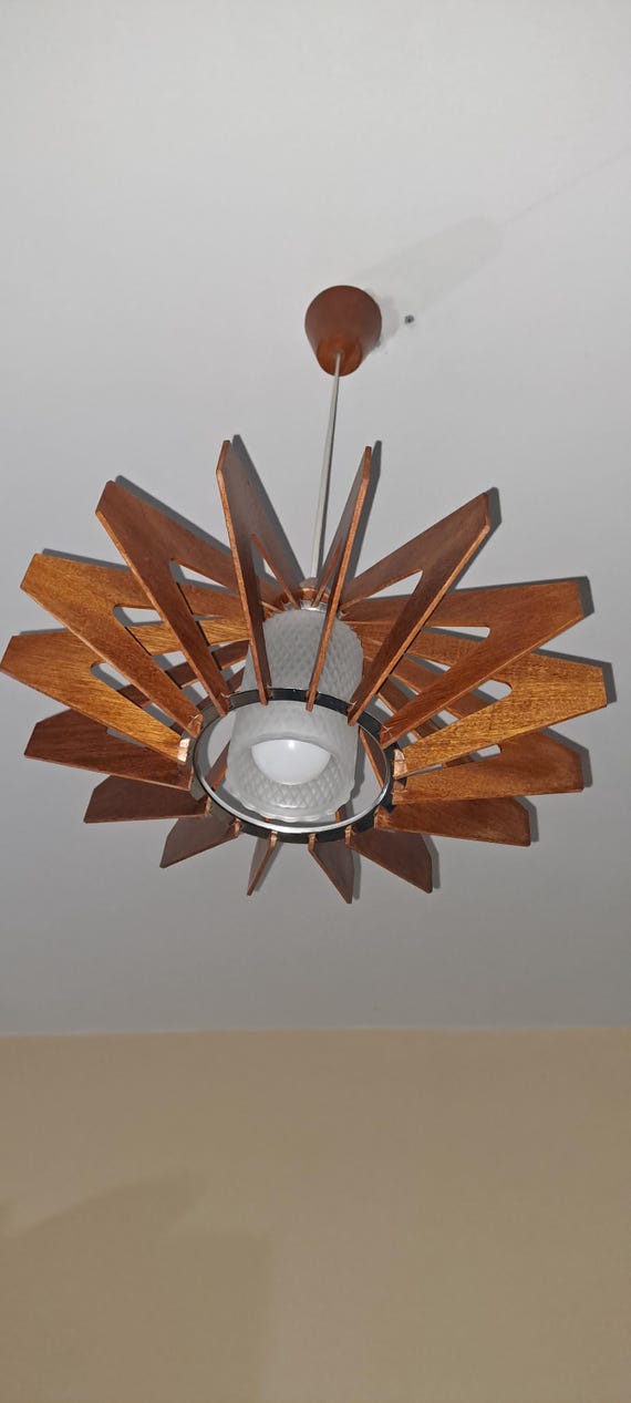 Vintage wooden chandelier by Drevo Humpolec, Czechoslovakia 1960