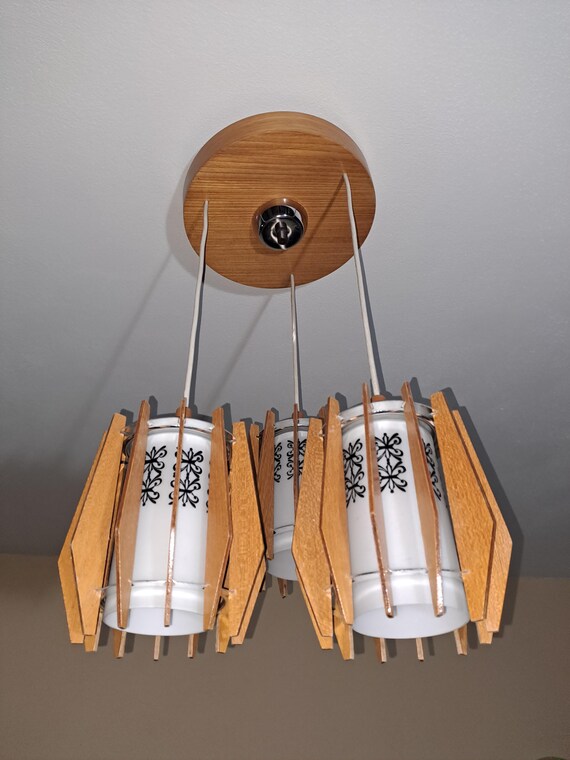 Vintage wooden chandelier by Drevo Humpolec, Czechoslovakia 1960
