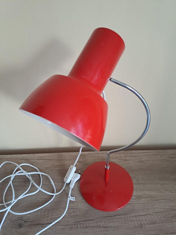 Red table lamp by Jozef Hurka for Napako Czechoslovakia 1950s