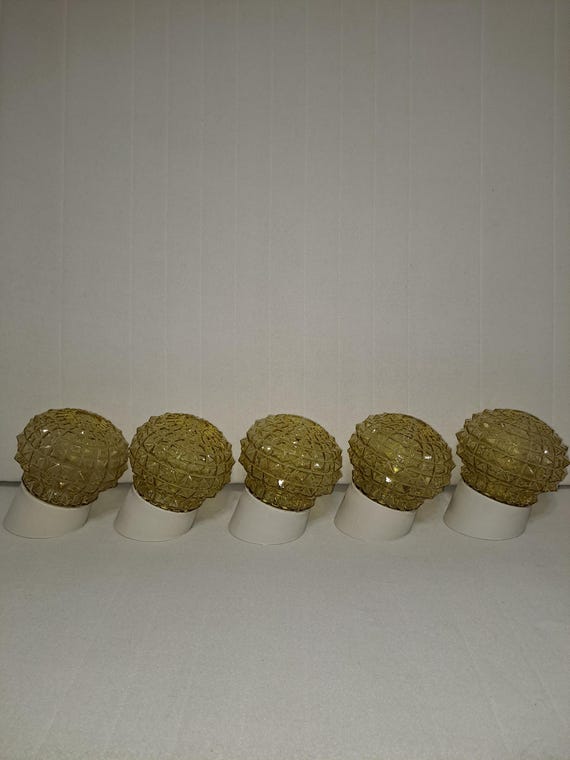 Vintage glass and ceramic wall lamp Czechoslovakia 1970s  Set of 5