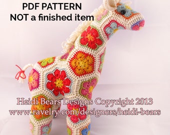 Jedi the Curious Giraffe African Flower Crochet Pattern