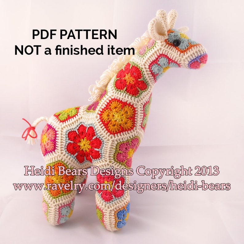 Jedi the Curious Giraffe African Flower Crochet Pattern image 1