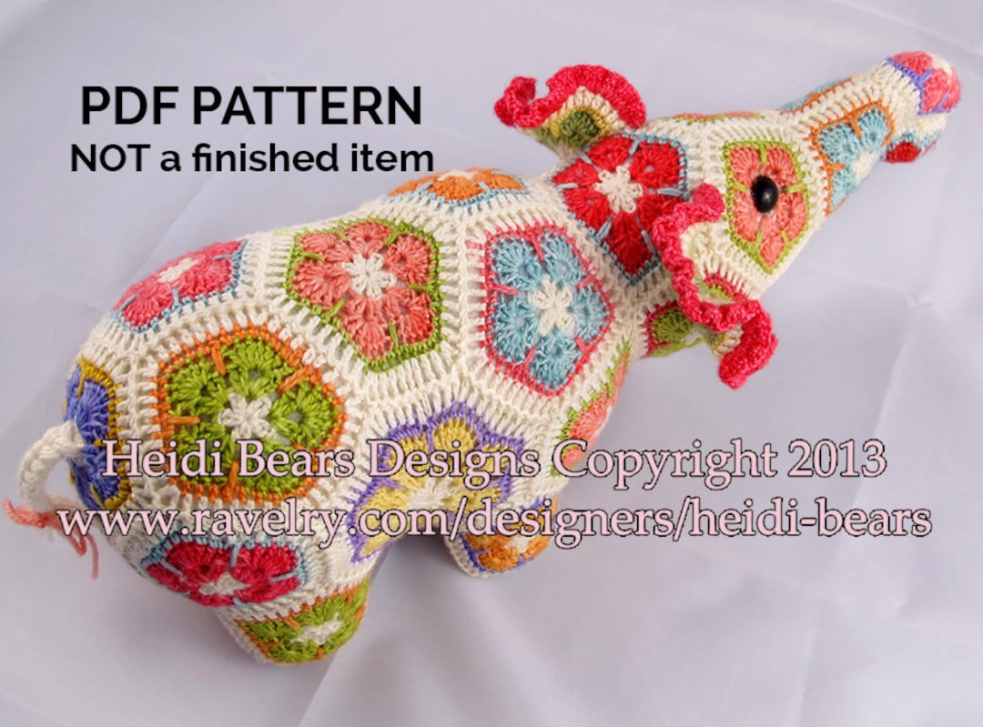 Nellie the Elephant African Flower Crochet Pattern - Etsy