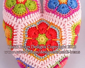 Hippy Hearts African Flower Crochet pattern