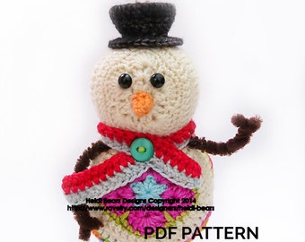 Twig the Snowman African Flower Crochet Pattern