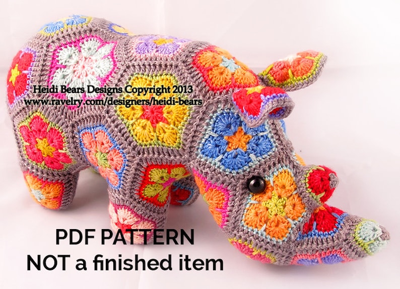 Thandi the African Flower Rhino Crochet Pattern image 1