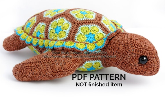 Snap the Turtle African Flower Crochet Pattern - Etsy