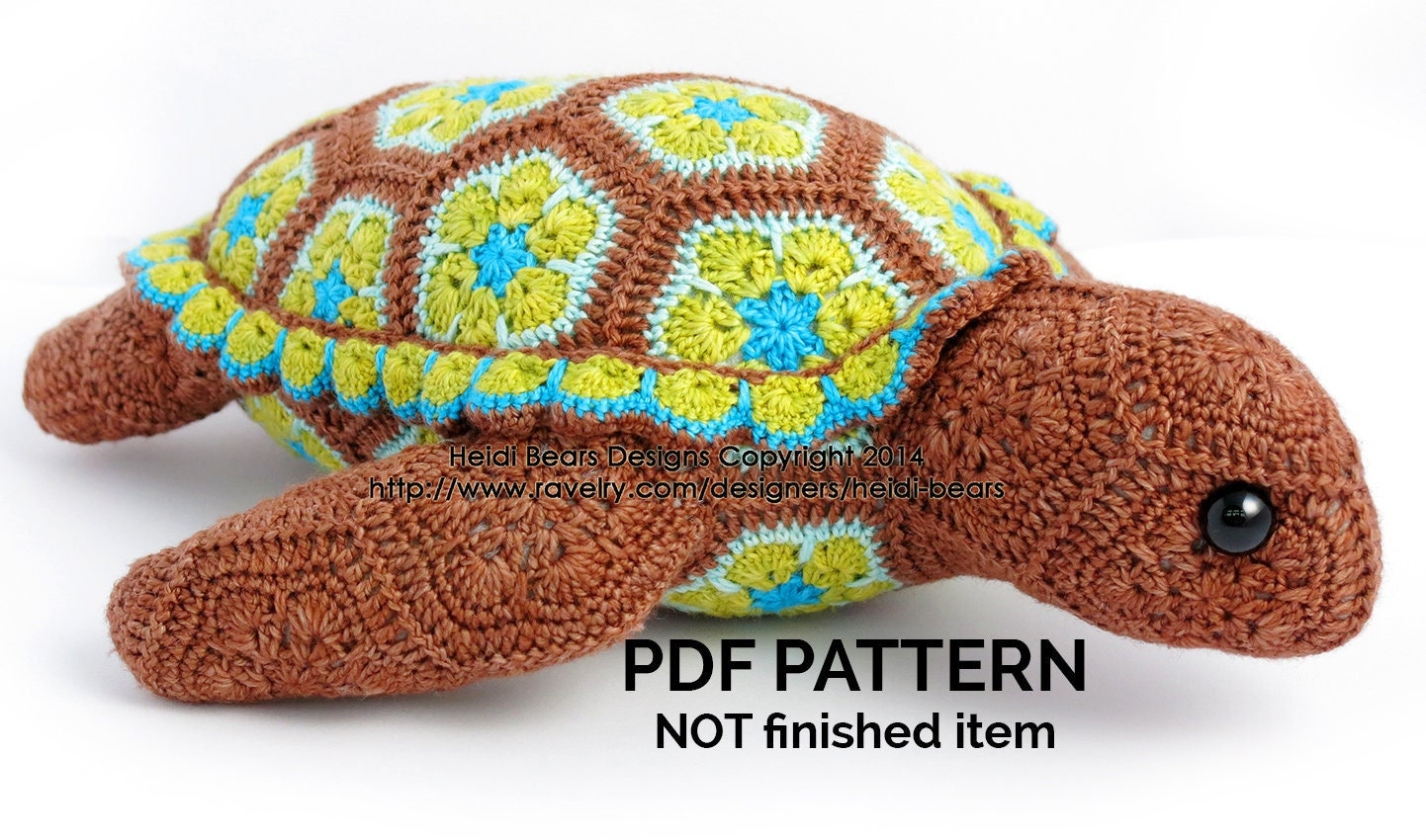 Snap the Turtle African Flower Crochet Pattern - Etsy