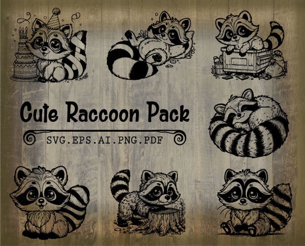 Cute Raccoon Graphic, Raccoon Svg, Animal, Raccoon Cut file, Raccoon Vector, Raccoon Cricut, Animal Clip Art, Raccoon Design svg, Clipart