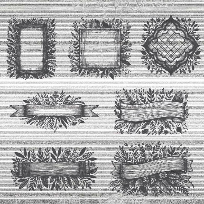 Rustic Banners and Frames Clipart: Wedding Vector Graphics (digital ...