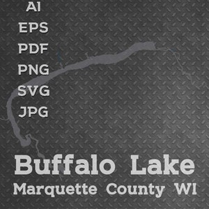 Buffalo Lake, Condado de Marquette, WI Wisconsin Mapa Forma Silueta svg png pdf eps ai vector diseño gráfico corte grabado láser barco pared arte