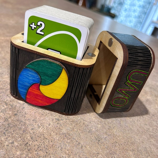 Laser-Cut Uno Game Box Digital File – DIY 3mm Wood Fitted Box Design & Assembly Instructions – Perfect Gift for Uno Lovers