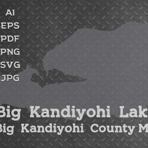 Big Kandiyhoi Lake, Minnesota MN Mapa Forma Silueta svg png pdf eps ai jpeg vector diseño gráfico corte grabado archivo láser arte de la pared del barco