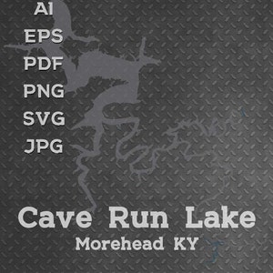 Cave Run Lake, Morehead, KY Kentucky karta form silhuett svg png pdf eps ai vektor grafisk design klipp gravyr laserfil båt väggkonst