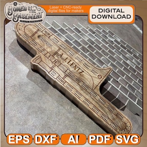 Conception de planche de cribbage pour trombone : fichier vectoriel découpé au laser CNC (téléchargement numérique)