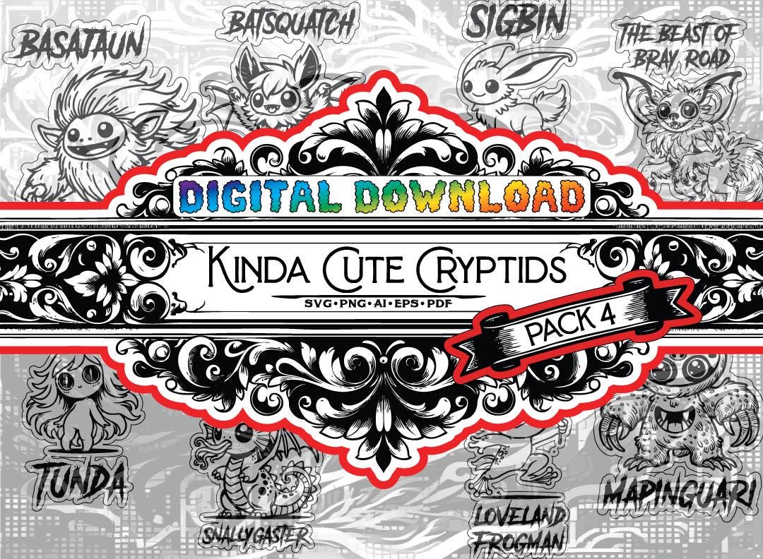 Cryptid Triangle Design Kinda Cute Cryptids - Charming Digital Clipart Collection Pack 4 - Ai ...