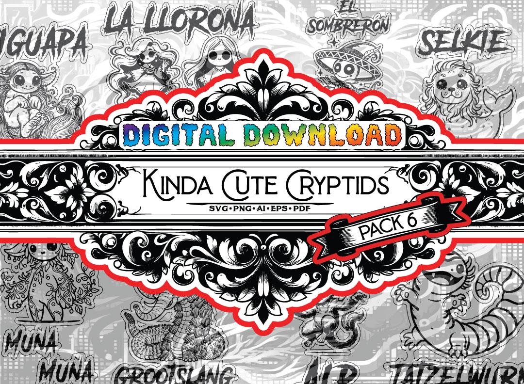 Kinda Cute Cryptids - Charming Digital Clipart Collection Pack 6 - Ai ...