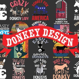Donkey Png bundle,  Funny Donkey Saying Shirt, funny donkey png, donkey png, Donkey Quote Design, Crazy Donkey Sublimation PNG