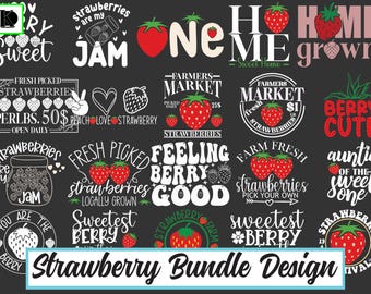 Strawberry SVG Bundle, Strawberry SVG, Strawberry png, Funny Strawberry svg, Summer Shirt SVG, Berry Happy png,  Strawberry Clipart