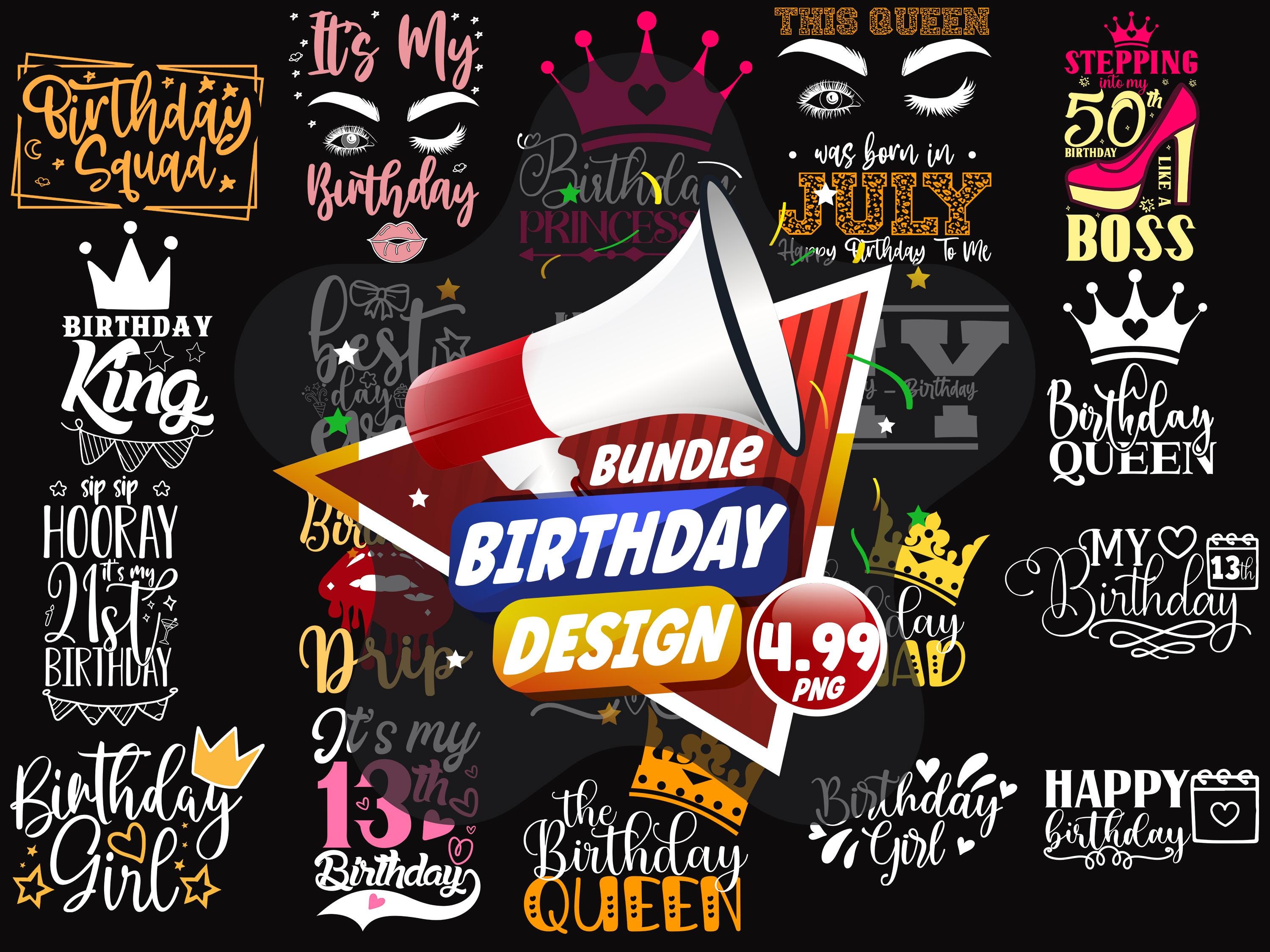 Birthday Bundle Png, Birthday Png, Birthday Gift Png, Bundle Design ...