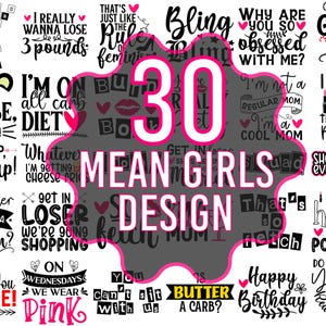Mean Girl PNG Bundle, Mean Girls Party Png, Sassy Girl Quote png, Mean Girl PNG, Mean Girls Inspired Svg, Natychmiastowe pobieranie