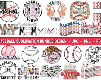 Bundle de baseball png, baseball png, conception de sublimation de baseball, baseball maman png, baseball vibes png, game day baseball png, baseball mama