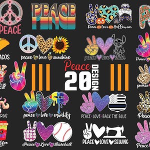 Paquete de imágenes PNG de paz, imágenes PNG de paz, sublimación de paz, café con amor y paz, baloncesto con amor y paz, sublimación, costura con amor y paz, paquete de imágenes PNG