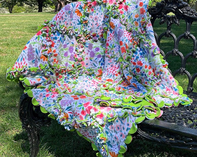 No Sew Trellis Fleece Patchwork Small Throw Kit - Garden Print. Make a ...