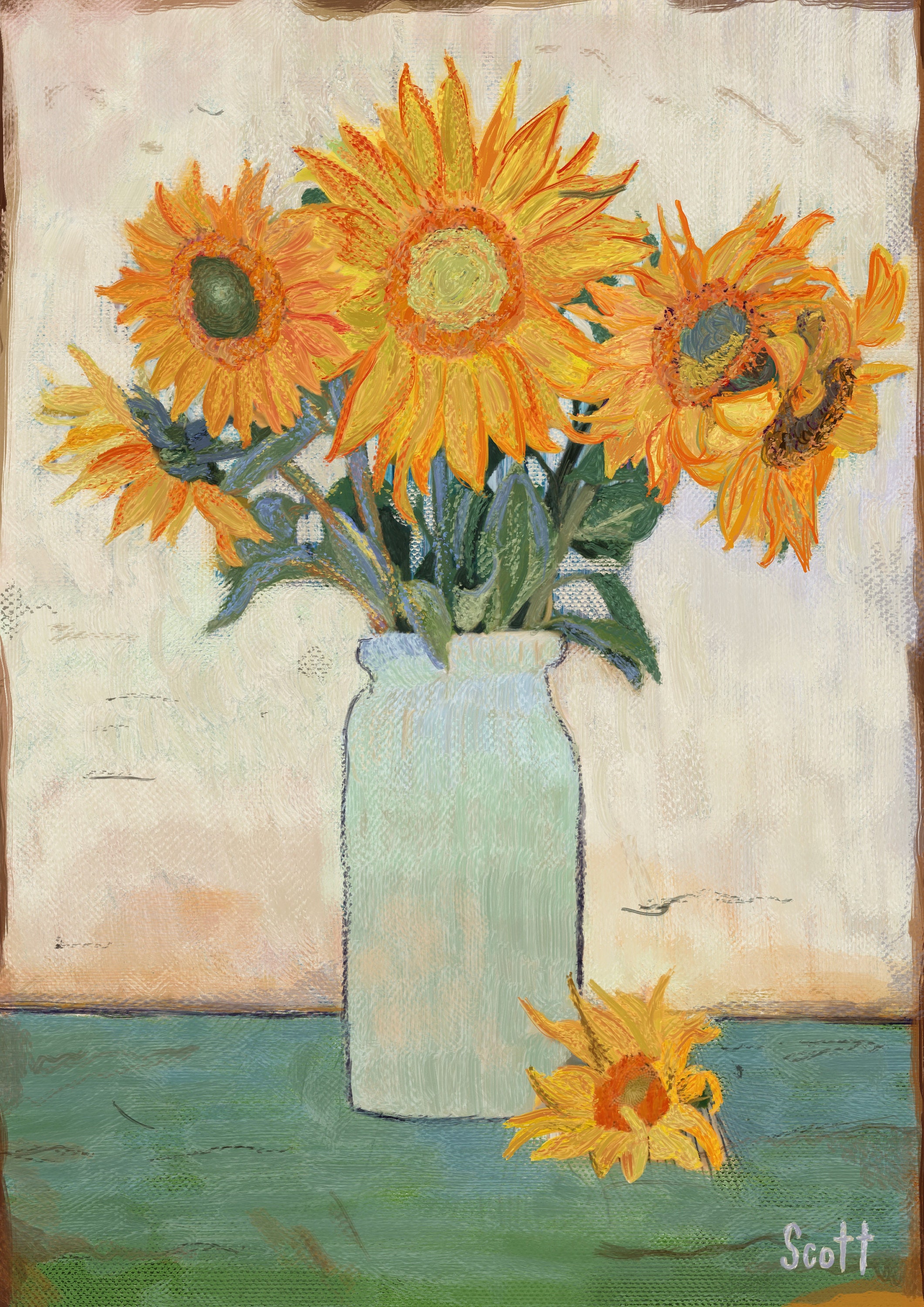 Still Life - Vase With Sunflowers - Etsy