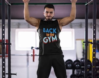Camiseta sin mangas de estilo suave para hombre Back to the Gym, camiseta de entrenamiento, camiseta sin mangas para ejercicios, ropa de fitness, camiseta sin mangas, regalo para amantes del gimnasio