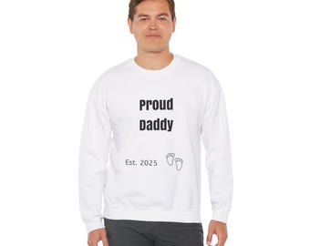 Sudadera de cuello redondo acogedora con papá orgulloso con pies de bebé negros / Mezcla suave, suéter cómodo, suéter cálido, pulóver, perfecto para todas las estaciones