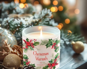 Weihnachtskerze | 9 oz 100% Sojawachs, handgegossener, gemütlicher Weihnachtsduft mit Zimt und Vanille, perfektes saisonales Geschenk