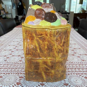 Rare Cookies & Baking Cookie Jar Vintage Ceramic Brown Bag Favorite Goodies 13&quot;