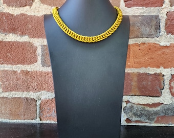 Yellow chainmail necklace handcrafted any length in solid or two color combination