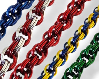 Custom Anodized Aluminum Chainmail Choker, Double Spiral Collar Necklace (Up to 24 Inches)