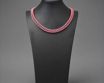 Two-Tone Anodized Aluminum Chainmail Collar, Half Persian Weave, Custom Length (O Ring Clasp)
