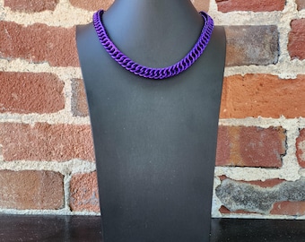 Purple Half Persian Chainmail Collar Necklace Anodized Aluminum Jewelry Choker With Spring Ring Clasp