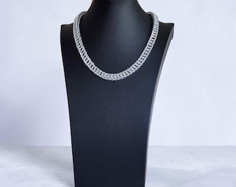 Bright silver chainmail necklace aluminum | any length | one or two colors | handcrafted